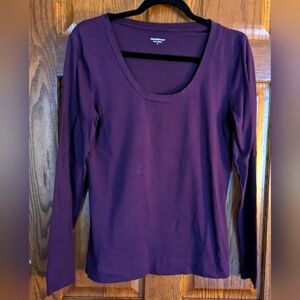 Massini Plum  Long Sleeve Scoop Neck Pullover Top - Size L - NWOT